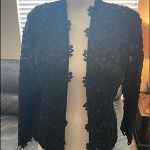 Black beaded and appliqué Helen Morley size 10 blazer